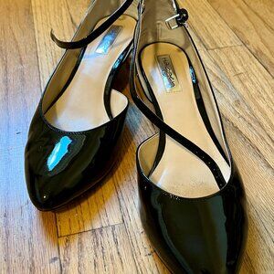 Halogen Wedge Heel Black Patent Leather Shoes Size 8M